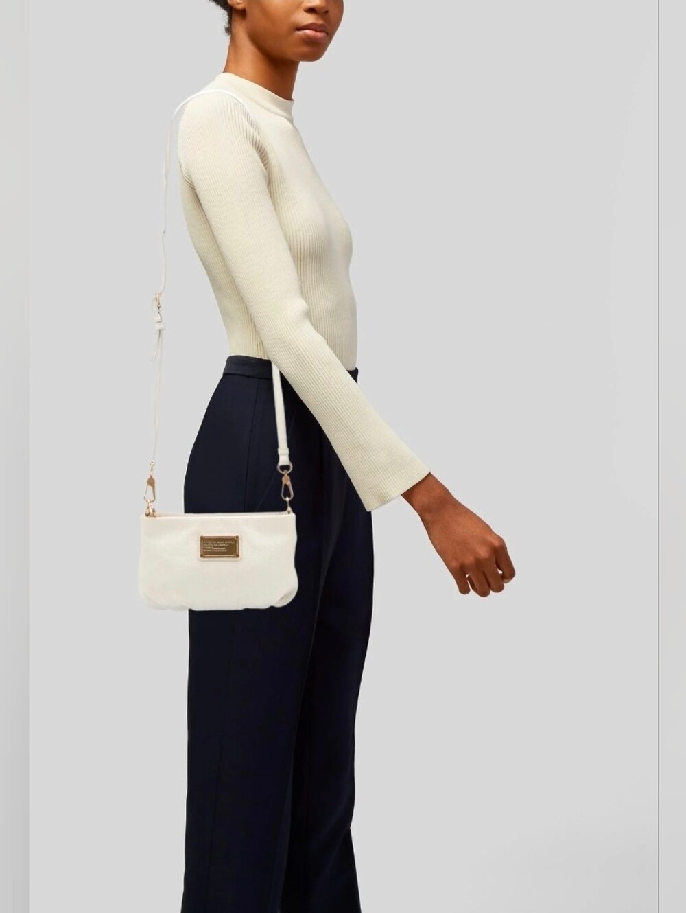 Marc Jacobs White Pebble Leather Crossbody Bag